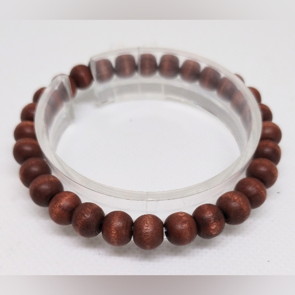 Men's Bracelet Beaded‎ Wooden Beads Brown New F68